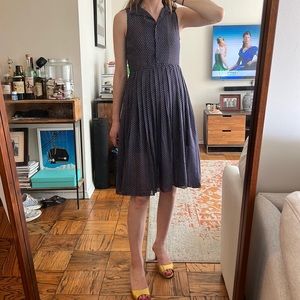 Vintage inspired H&M blue and white polka dot sleeveless shirt dress